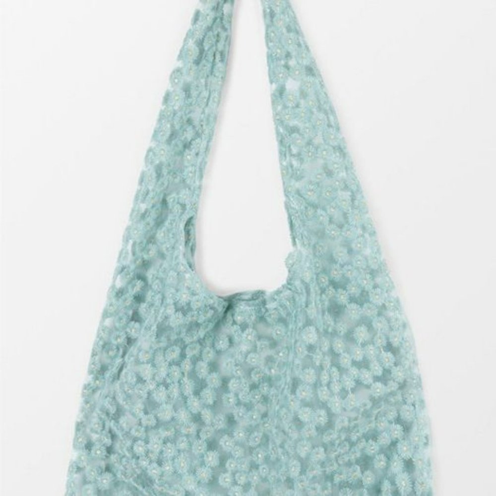 Embroidery Floral Green Shoulder Bag